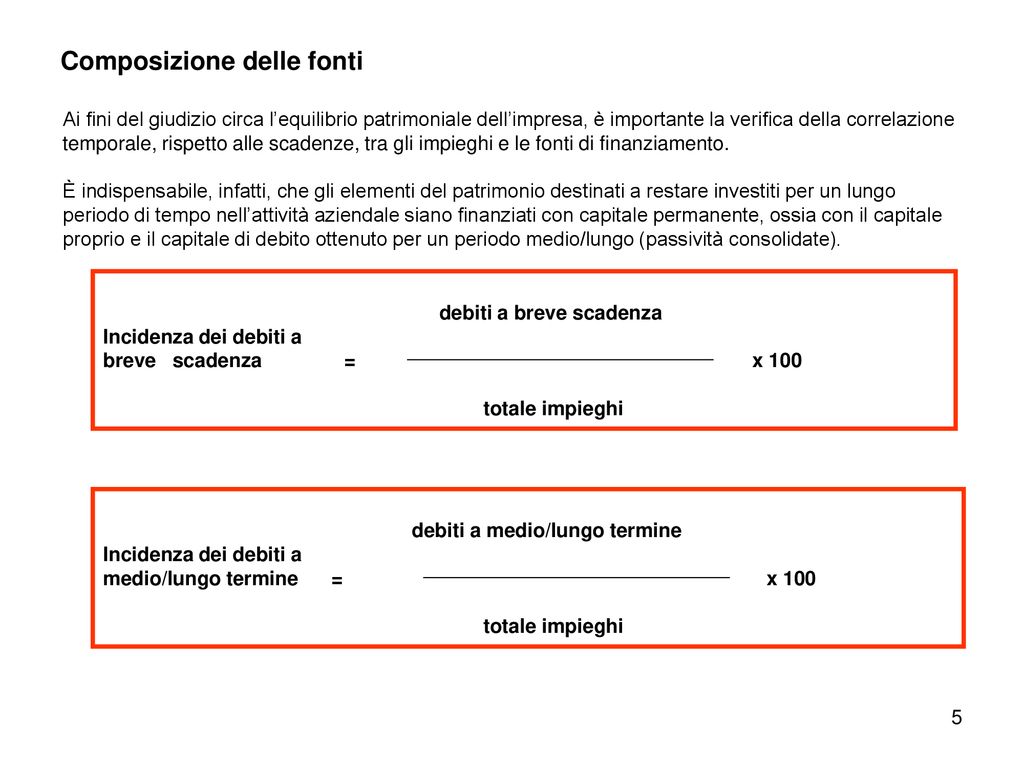 Lanalisi Per Indici Analisi Patrimoniale Finanziaria E Efficienza